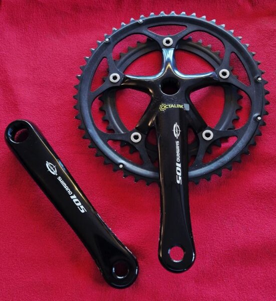 Shimano 105 FC-5502 Rennrad-Kurbeln, 39/53 Zähne, 2x9, octalink, schwarz, 172,5mm, NEU