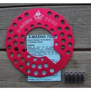 A-Mazing Toys Denture Rockring, 5-Arm, LK 94mm, 42-44 Zähne, rot, NEU