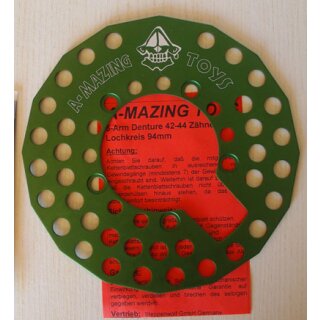 A-Mazing Toys Denture Rockring, 5-Arm, LK 94mm, 42-44 Zähne, grün, NEU