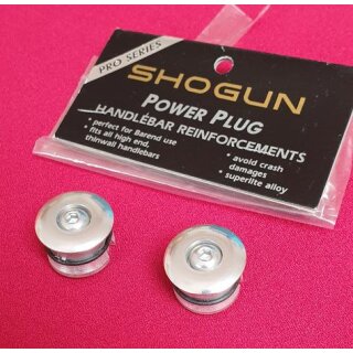 Shogun Power Plugs Lenkerstopfen, Alu, verschraubbar, silber, NEU, OVP