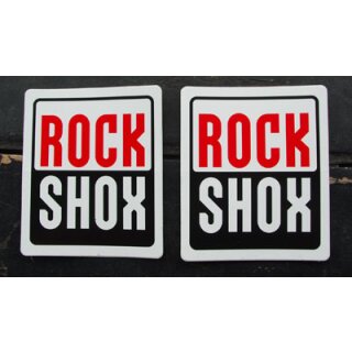 Rock Shox Aufkleber, 70x80mm, weiß/schwarz mit weißem Rand, Paar, NEU
