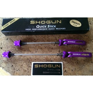 Shogun Quick Stick Titanium-Schnellspanner, VR+HR, purple, nur 77g / Paar, NEU