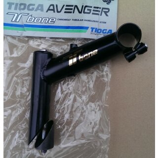 Tioga T-Bone Avenger Vorbau, 1 1/8, 105mm, 25°, schwarz, integrierte Zugführung, NEU in Originalverpackung