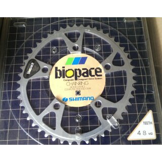 Shimano Biopace MTB Kettenblatt, 48 Zähne, 110mm Lochkreis, silber, NEU in Originalverpackung