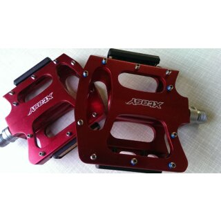 X-Tasy Freeride Pedale, cnc-gefräßt, Industrielager, rot eloxiert, NEU