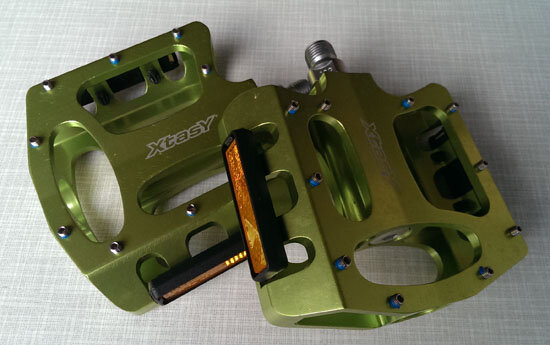 X-Tasy Freeride Pedale, cnc-gefrt, Industrielager, grn, NEU