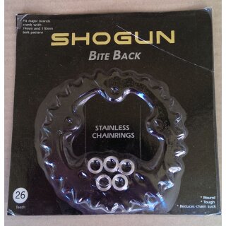 Shogun Bite Back Stahl Kettenblatt, 74mm Lochkreis, 26 Zähne, schwarz, NEU