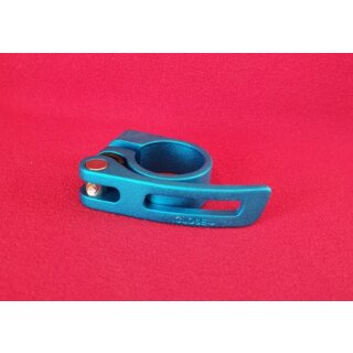 Alu Sattelklemme und Spanner, 28,6mm, blau
