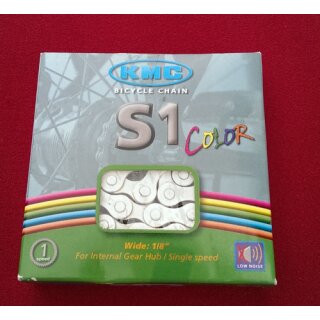 KMC S1 Color Kette, 112 Glieder, 1-fach / Singlespeed, inkl. Kettenschloss, weiß, NEU