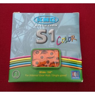 KMC S1 Color Kette, 112 Glieder, 1-fach / Singlespeed, inkl. Kettenschloss, orange, NEU