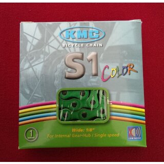 KMC S1 Color Kette, 112 Glieder, 1-fach / Singlespeed, inkl. Kettenschloss, grün, NEU
