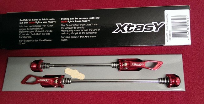 Rennrad Schnellspanner Set Vorne & Hinten - Rot, 115mm & 146mm, Stahl & Alu