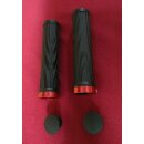MTB Griffe, schwarz mit roter Aluklemme, inkl. Endplugs, NEU