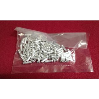 Alu Quetschhülsen/Endkappen für Schaltzüge/Bremszüge, Innenzüge, 1,6mm, 100 Stück, silber, NEU