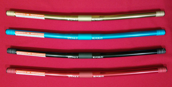 Shogun Dynax MTB Alu Lenker, 600mm, 25,4mm, Rot, Titan-Gold, Türkis-Blau, Schwarz
