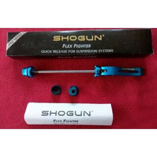 Shogun Flex Fighter Schnellspanner, für Federgabeln, Alu mit CrMo-Achse, vorne, blau, NEU, OVP