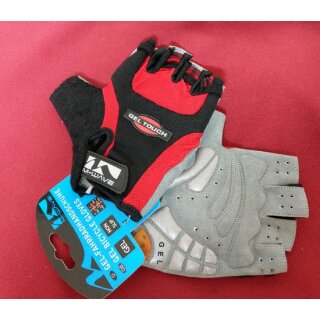 M-Wave Gel Touch Handschuhe, Kurzfinger, schwarz/rot, L, NEU