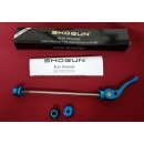 Shogun Flex Fighter Schnellspanner, Alu mit CrMo-Achse, hinten, blau, NEU, OVP