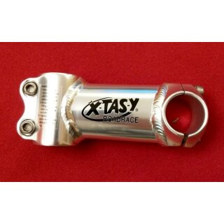 X-Tasy Roadrace Rennrad-Vorbau, 1" Ahead, 90mm, 0°, 25,4mm Lenkerklemmung, silber, NEU