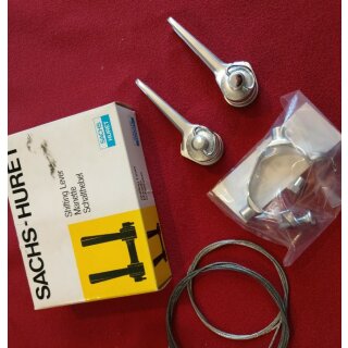 Sachs Huret Rennrad-Schalthebel, Alu gefräßt, 2/7-fach, silber, NEU in Originalverpackung