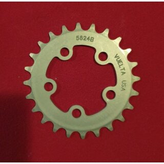 Vuelta USA Kettenblatt, Alu, CNC-gefräßt, 58mm Compact Lochkreis, 24 Zähne, silber, NEU