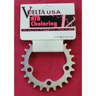 Vuelta USA Kettenblatt, Alu, CNC-gefräßt, 74mm Standard Lochkreis, 24 Zähne, silber, NEU