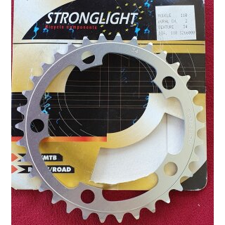 Stronglight Kettenblatt, Alu, 110mm Standard Lochkreis, 34 Zähne, silber, NEU