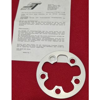 Speed-Tec Anti Chainsuck Ring / Kettenfangring, Alu, cnc-gefräßt, für 24 Zähne, 58mm Lochkreis, silber, NEU