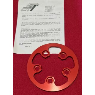 Speed-Tec Anti Chainsuck Ring / Kettenfangring, Alu, cnc-gefräßt, für 20 Zähne, 56mm Lochkreis, rot, NEU