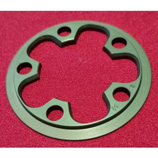 Speed-Tec Anti Chainsuck Ring / Kettenfangring, Alu, cnc-gefräßt, für 20 Zähne, 58mm Lochkreis, grün, NEU