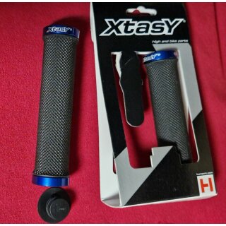 Xtasy Griffe, verschraubt, schwarz mit blauer Alu-Klemmschelle, NEU