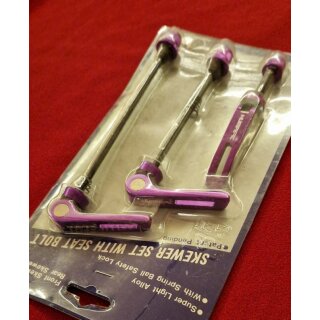 Humpert Alu Schnellspanner-Set, Naben und Sattelstützenspanner, purple, NEU