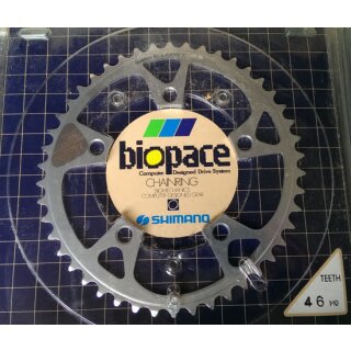 Shimano Biopace MTB Kettenblatt, 46 Zähne, 110mm Lochkreis, silber, NEU