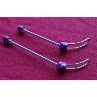 Naben-Schnellspanner, leicht, Alu, purple, vorne+hinten, NEU