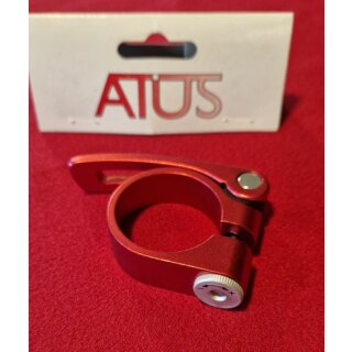 Atus Sattelstützenklemme inkl. Schnellspanner, Alu, 35mm, rot, NEU