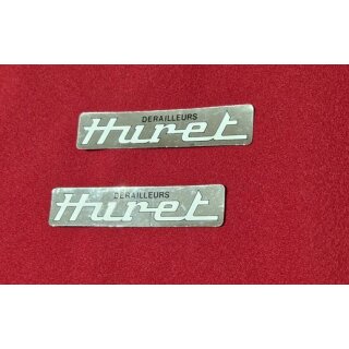 Huret Derailleurs Aufkleber, 2er-Set, Chrom, 85x18mm, NEU