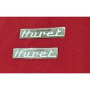 Huret Derailleurs Aufkleber, 2er-Set, Chrom, 85x18mm, NEU