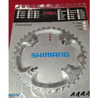 Shimano Alivio FC-M411 Kettenblatt, 3x8-fach, 104mm Lochkreis, 38 Zähne, silber, NEU