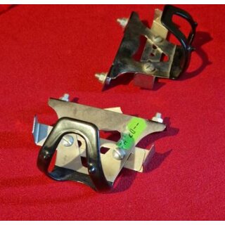 Kurze Chrom Rennrad Pedalhaken, made in W.-Germany, inkl. Schrauben, silber/schwarz, NEU