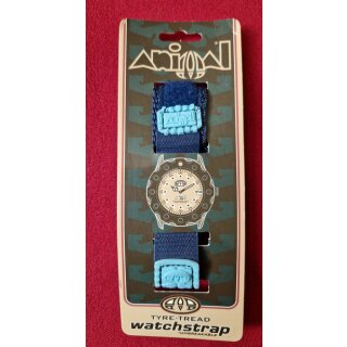 Animal Uhren Klettband für Animal W001, W003, W130 Surferuhren, Handmade in UK, blau/türkis, NOS, Vintage