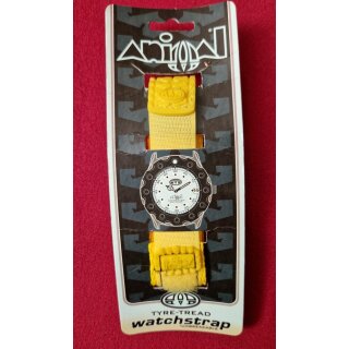 Animal Uhren Klettband für Animal W001, W003, W130 Surferuhren, Handmade in UK, gelb, NOS, Vintage