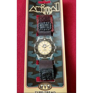 Animal Uhren Klettband für Animal W001, W003, W130 Surferuhren, Handmade in UK, schwarz/rot, NOS, Vintage