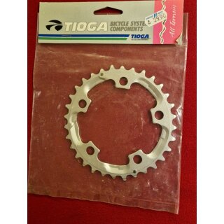 TIOGA Kettenblatt, made in Japan, Alu, 94mm Compact Lochkreis, 32 Zähne, silber, NEU