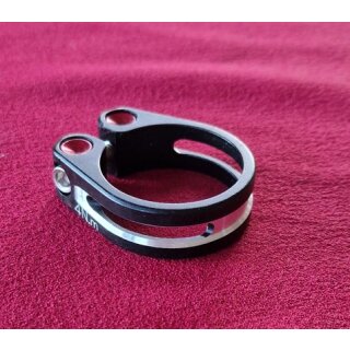 Alu CNC Sattelstützenklemme inkl. Schraube, schwarz/rot, 34,9mm, NEU