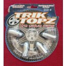 Trik Topz Ventilkappen "Bullet" Patronenhülsen, für Autoventil, made in USA, 4er Set, Chrom, NEU