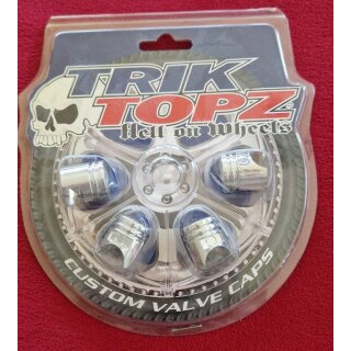 Trik Topz Ventilkappen, für Autoventil, made in USA, 4er Set, Chrom, NEU