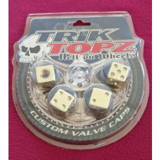 Trik Topz Ventilkappen "Würfel", für Autoventil, made in USA, 4er Set, gold, NEU