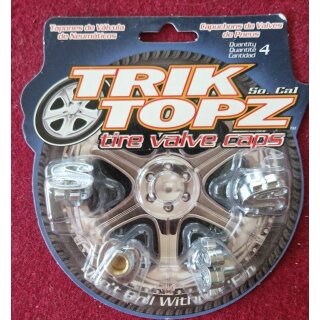 Trik Topz Ventilkappen "Dollarzeichen", für Autoventil, made in USA, 4er Set, chrom, NEU