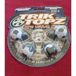 Trik Topz Ventilkappen "Fussball", für Autoventil, made in USA, 4er Set, schwarz/weiss, NEU
