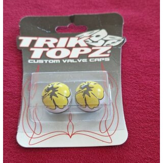 Trik Topz Ventilkappen "Blumen", für Autoventil, made in USA, 2er Set, gelb/weiss, NEU
